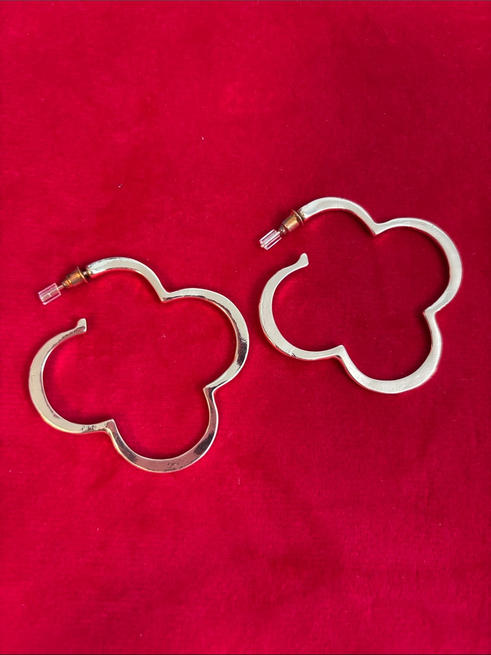 Gold Clover/Flower-Shaped Hoop Earrings - Women Accessories, Gold